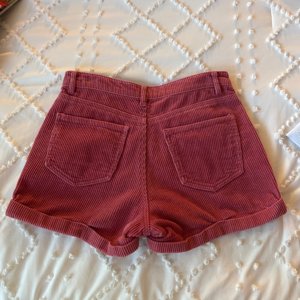 Pink/burgundy Forever 21 high-waisted corduroy shorts - Picture 3 of 3